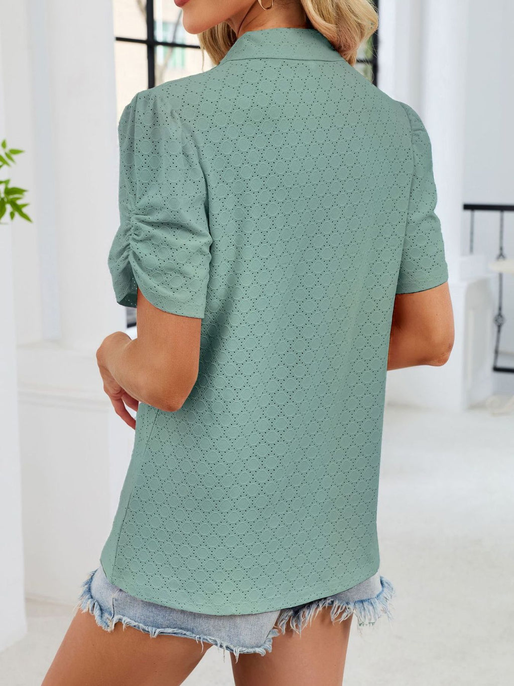 Eyelet Short Sleeve Blouse (5)