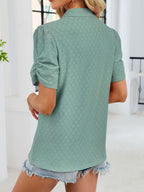 Eyelet Short Sleeve Blouse (5)