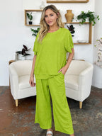 Round Neck Short Sleeve Wide Leg Pants (10)