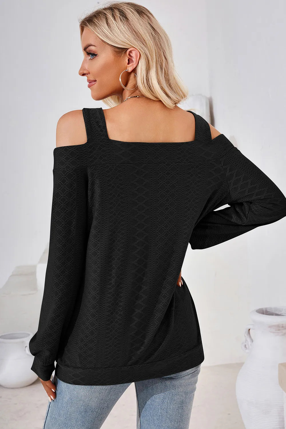 Cutout Square Neck Cold Shoulder T-shirt (12)