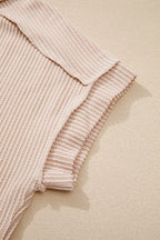 Casual Ribbed Short Sleeve Round Neck T-shirt (14)