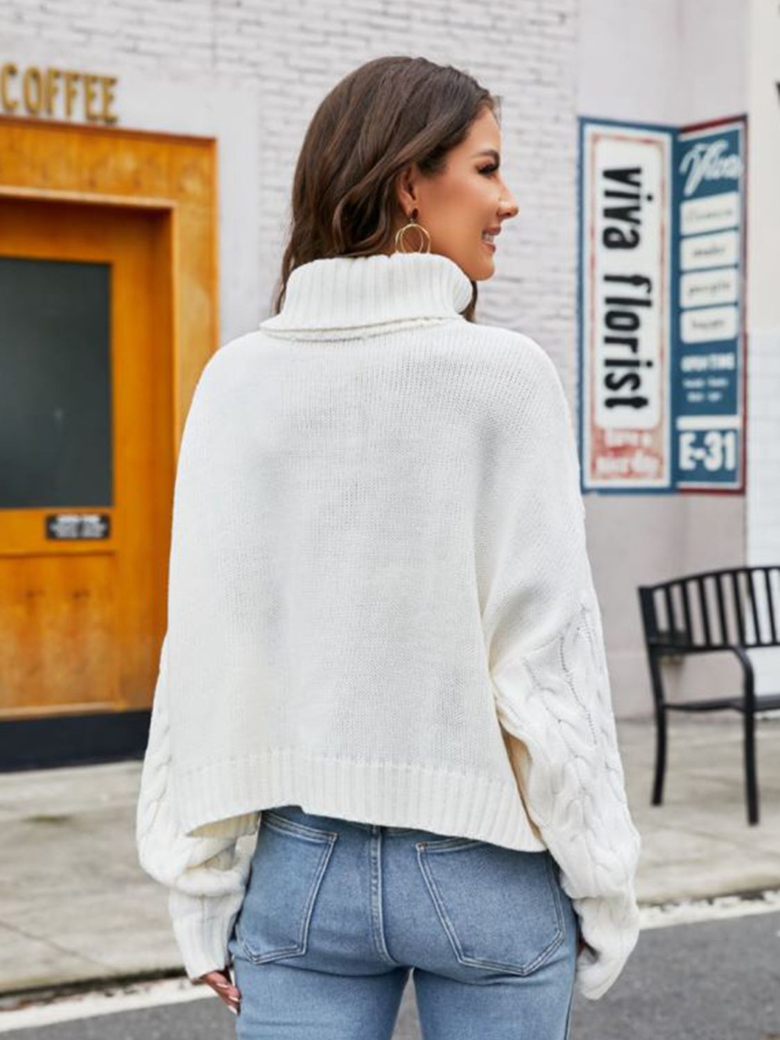 Turtle Neck Cable-knit Sweater (2)