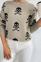 Graphic Mock Neck Dropped Shoulder Sweater (9)