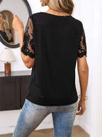 Lace Detail Round Neck Short Sleeve T-shirt (2)