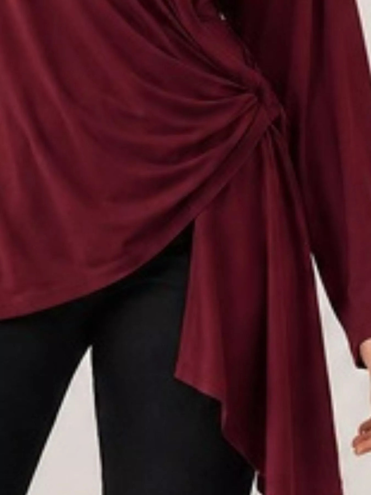 Long Sleeve Wrap T-shirt Side Knot Detail (18)