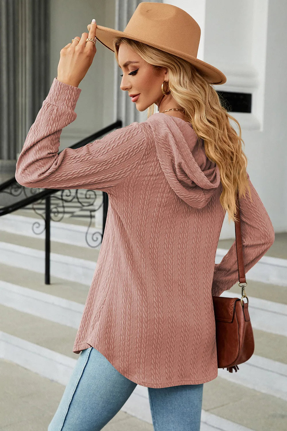 Decorative Button Drawstring Long Sleeve Hoodie (21)