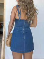 Full Size Tie-strap Denim Mini Dress Plus (9)