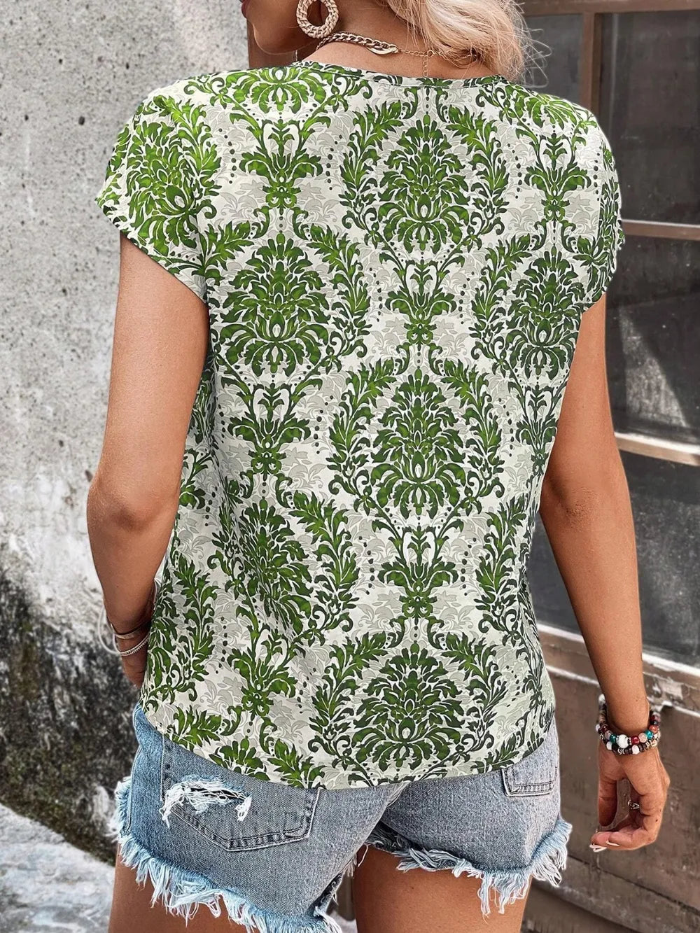 Printed Short Sleeve Blouse (6)
