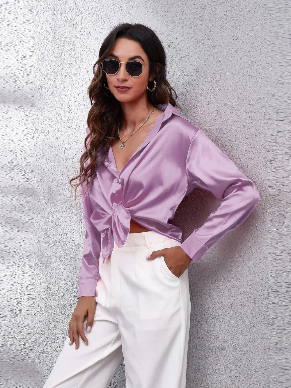 Button Up Collared Neck Long Sleeve Shirt (20)
