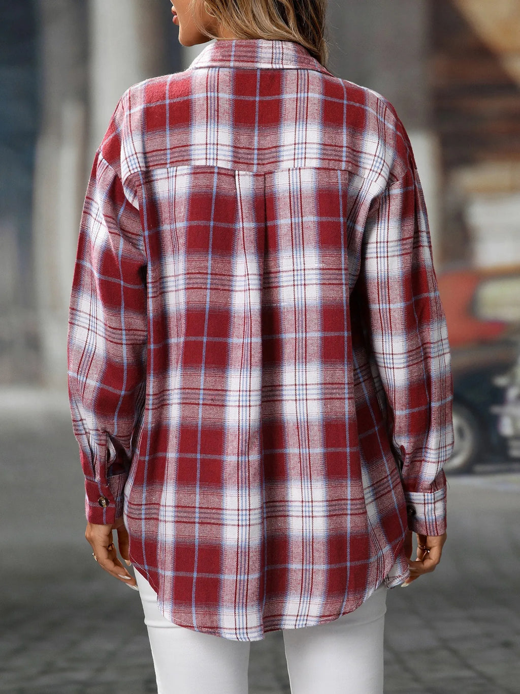 Plaid Button-down Oversized Shirt (30)