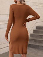 Contrast Slit Sweater Dress (34)