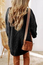 Cable-knit Round Neck Sweater Dress (4)