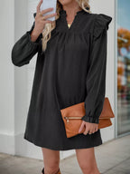 Ruffled Notched Long Sleeve Dress (18)
