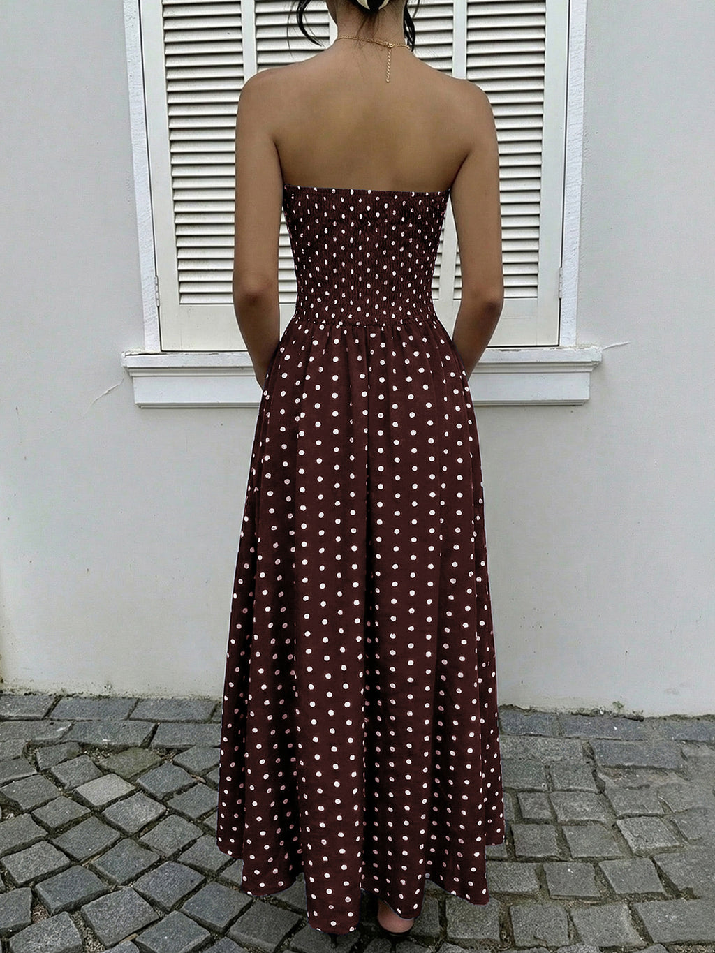 Polka Dot Tube A-line Dress (13)