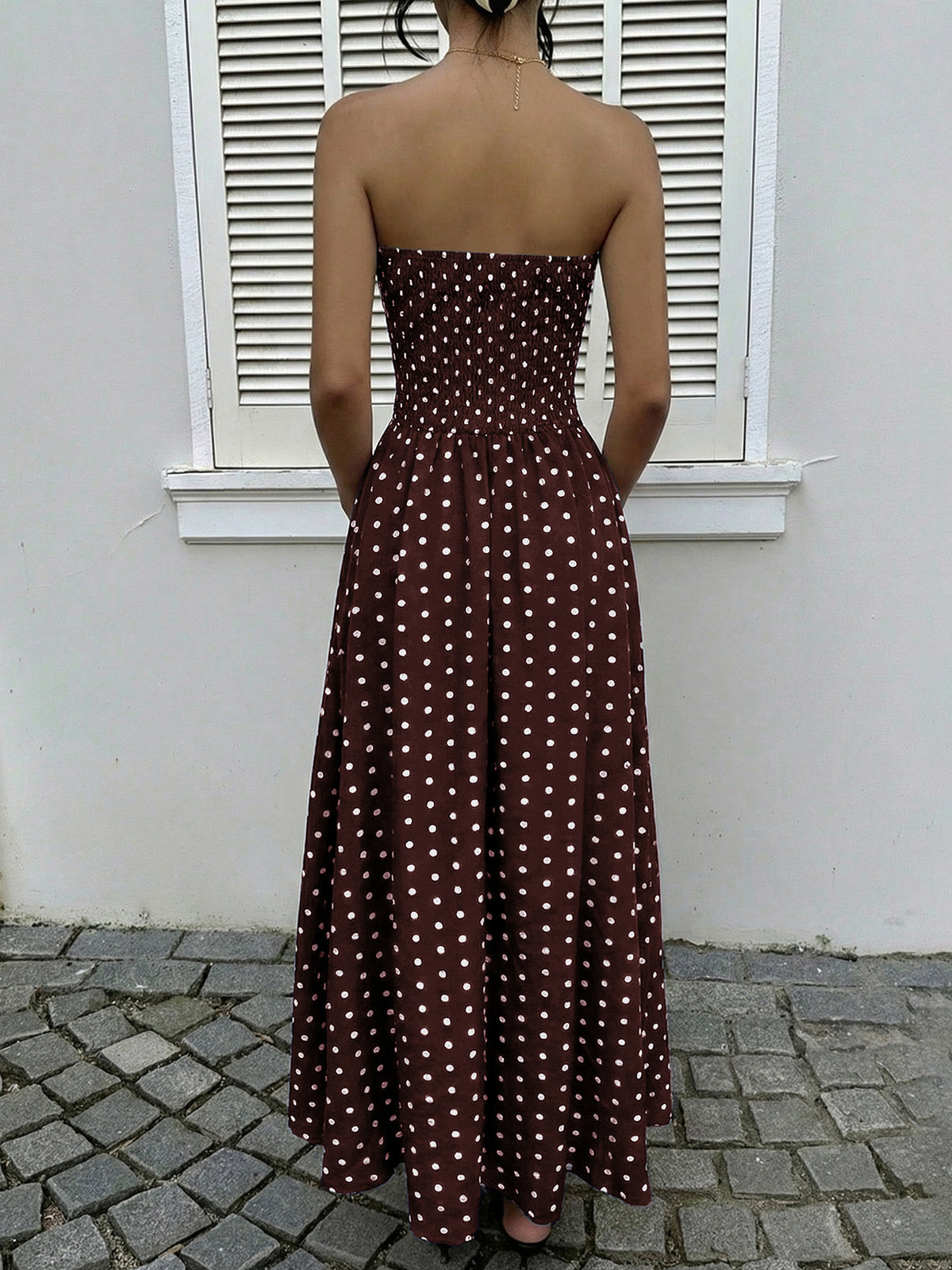 Polka Dot Tube A-line Dress (13)