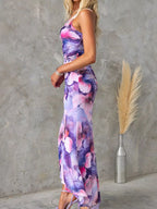Floral Print One-shoulder Ruched Maxi Dress (4)