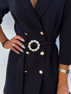 3/4 Sleeve Belted Blazer Dress (15)