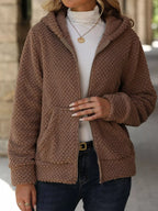 Textured Knit Zip-up Hooded Outerwear (5)