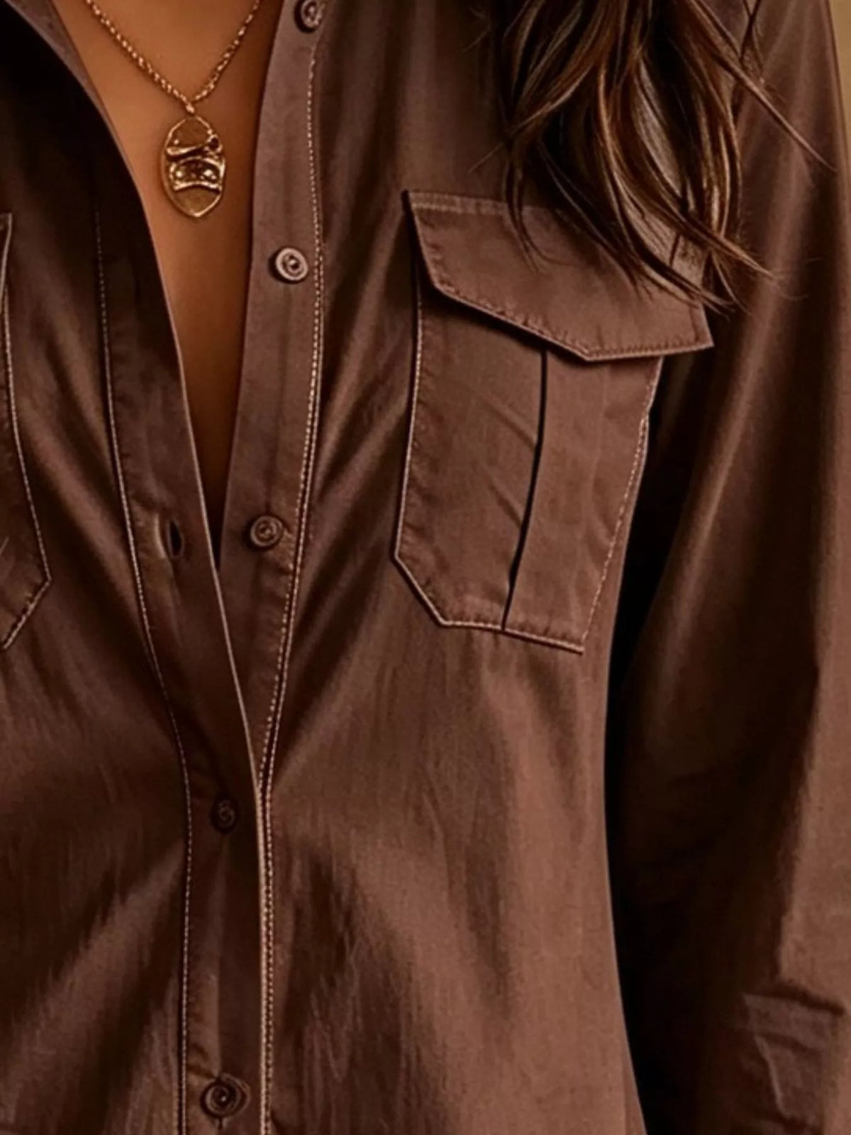 Button-down Shirt Dress Lace Trim (4)