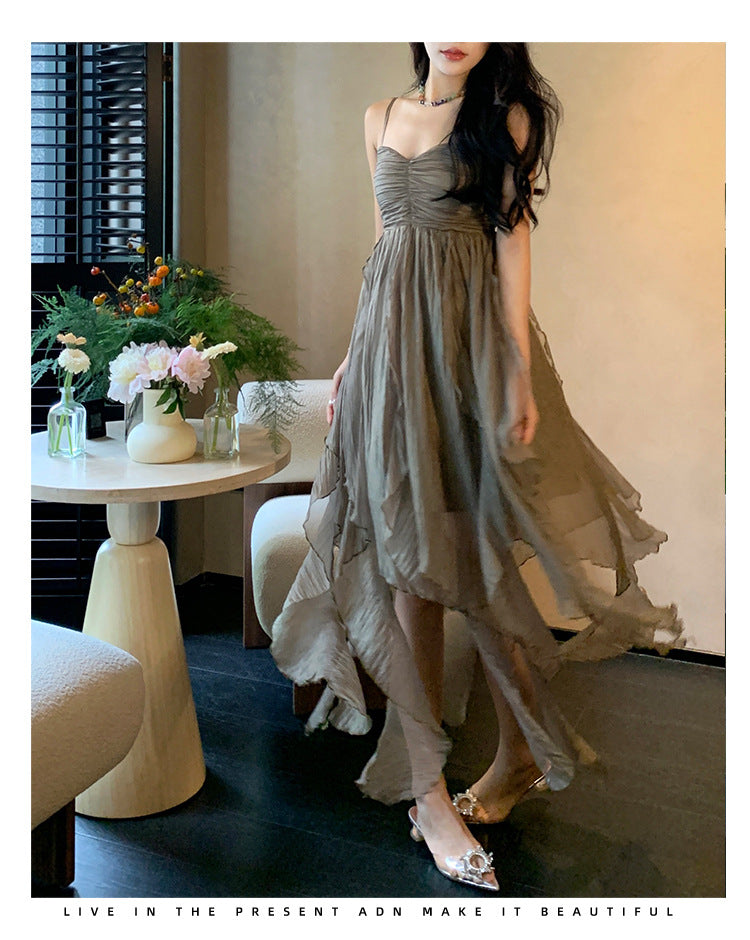 Pleated Irregular Elegant Midi Dress photo 1