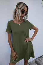 Round Neck Short Sleeve Mini Dress (6)