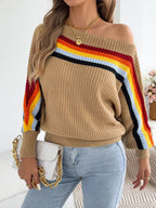 Striped Knit Boat Neck Sweater (13)