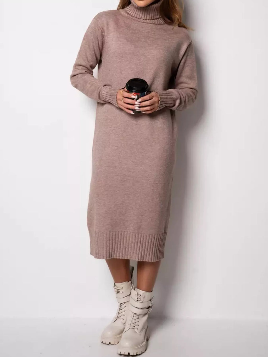 Turtleneck Ribbed Knit Sweater Dress (16)
