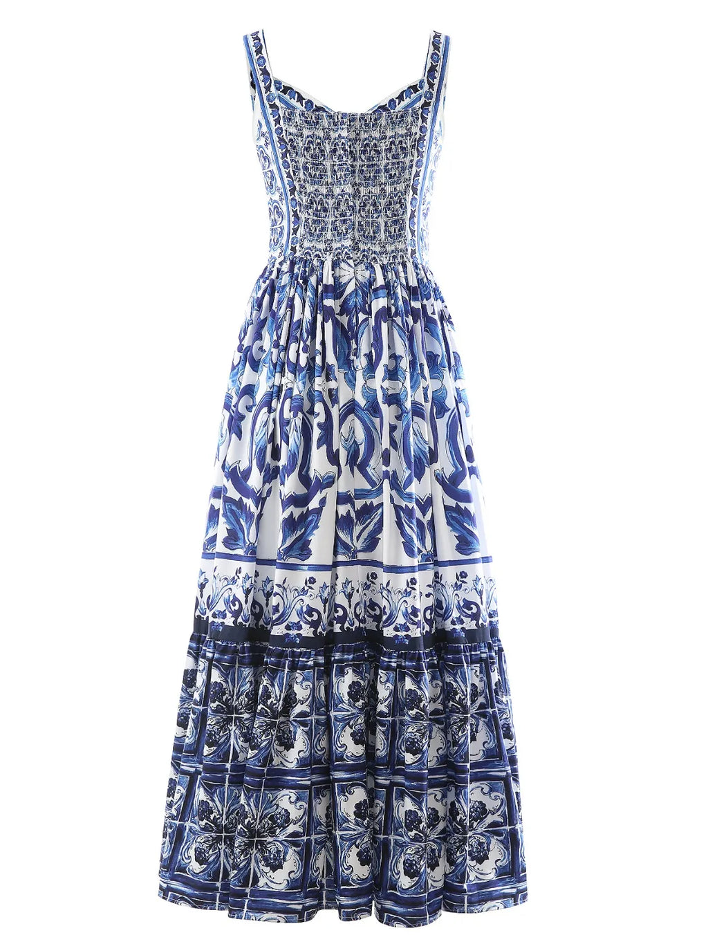 Smocked Printed Wide Strap Dress (7)