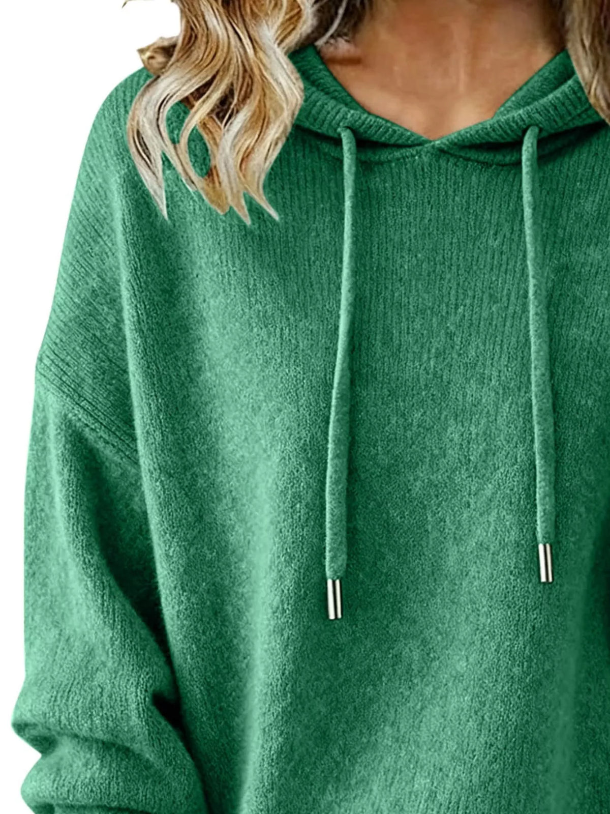 Drawstring Long Sleeve Hooded Sweater (2)
