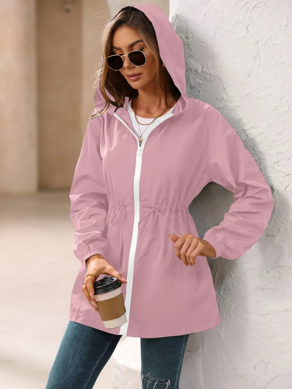 Outdoor Waterproof Long Sleeve Hooded Windbreaker (10)