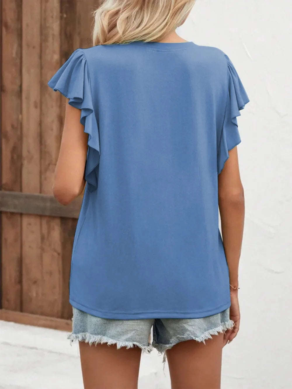 Notched Cap Sleeve T-shirt (2)