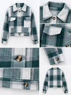 Plaid Button-up Cropped Jacket (16)