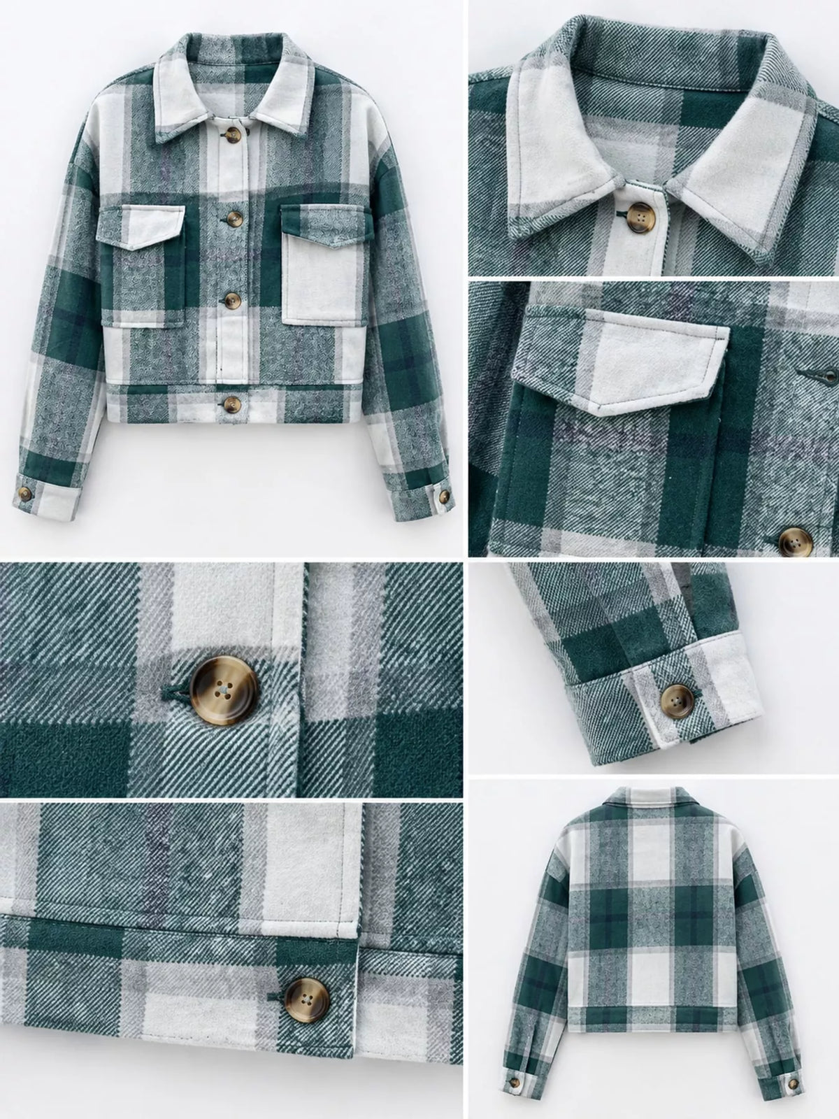 Plaid Button-up Cropped Jacket (16)