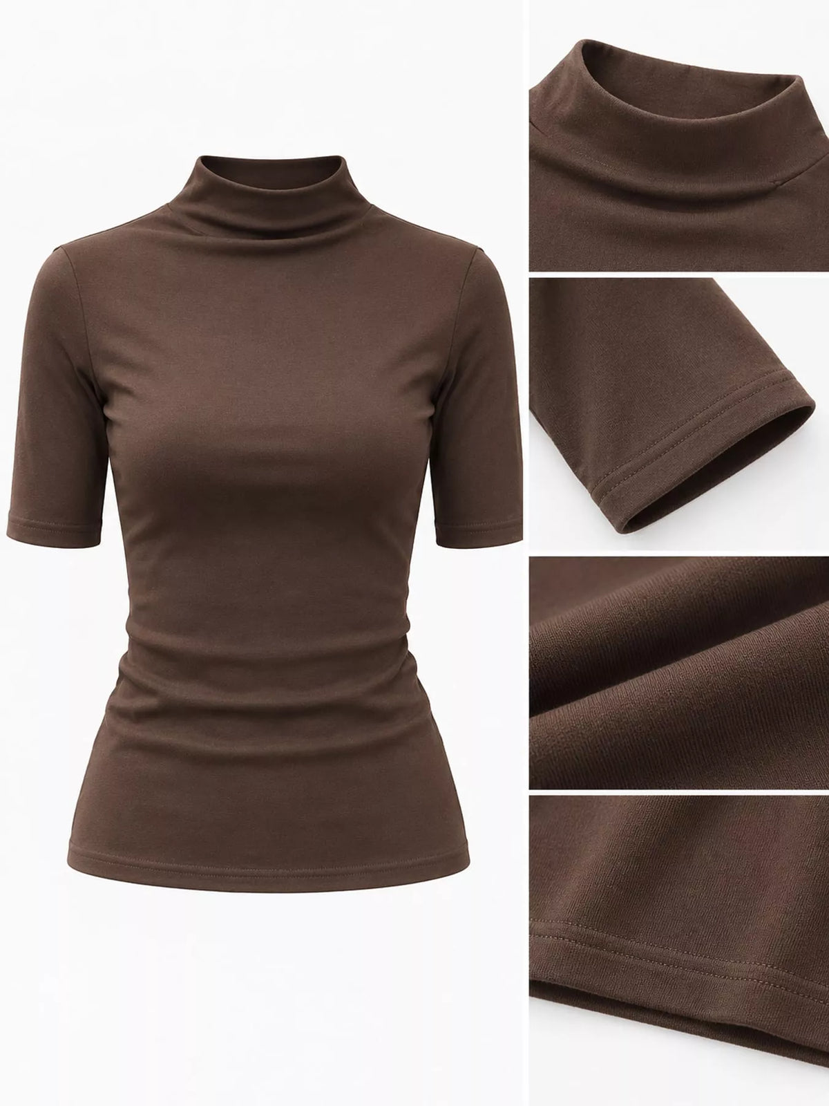 Full Size Mock Neck Half Sleeve T-shirt Plus (30)
