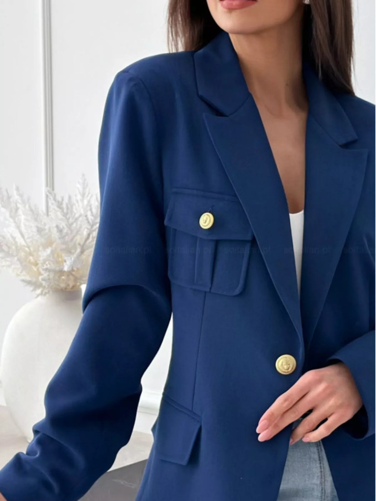 Lapel Collar One Button Blazer (5)
