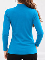Full Size Slim-fit Mock Neck Long Sleeve Basic T-shirt Plus (22)