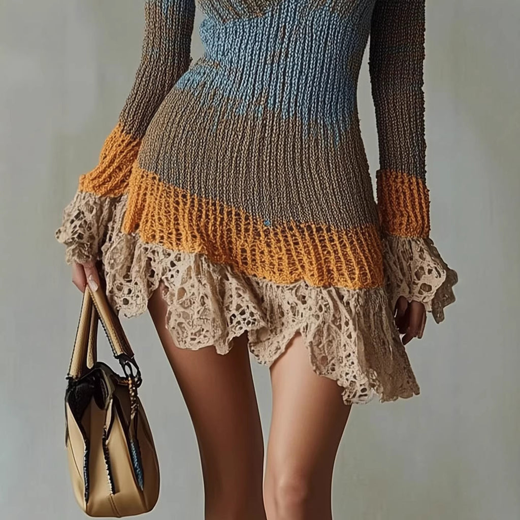 Long Sleeve Knit Cropped Skirt photo 1