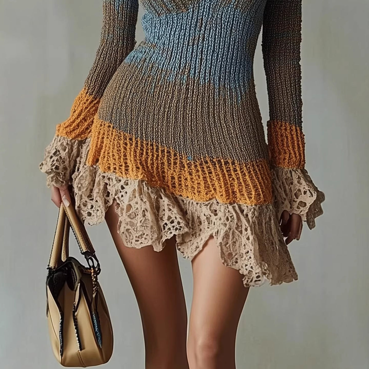 Long Sleeve Knit Cropped Skirt photo 1