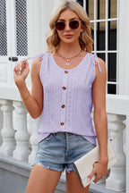 Eyelet Round Neck Wide Strap Tank (35)