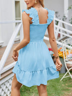 Smocked Square Neck Wide Strap Dress (17)