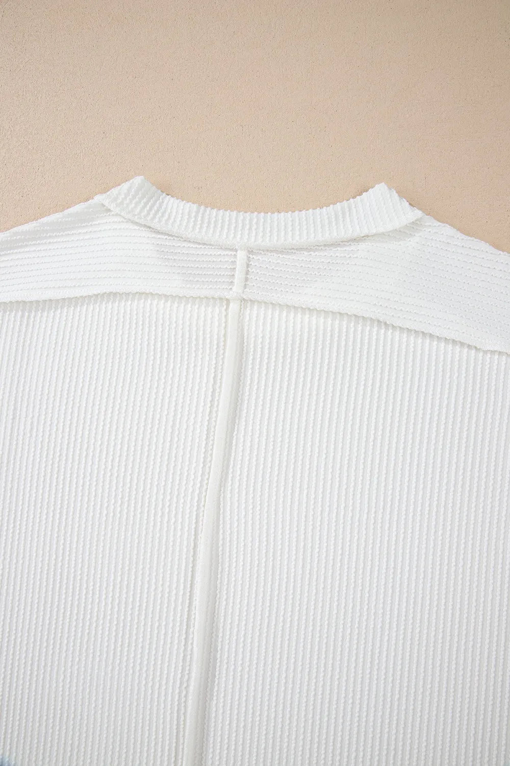 Casual Ribbed Short Sleeve Round Neck T-shirt (33)