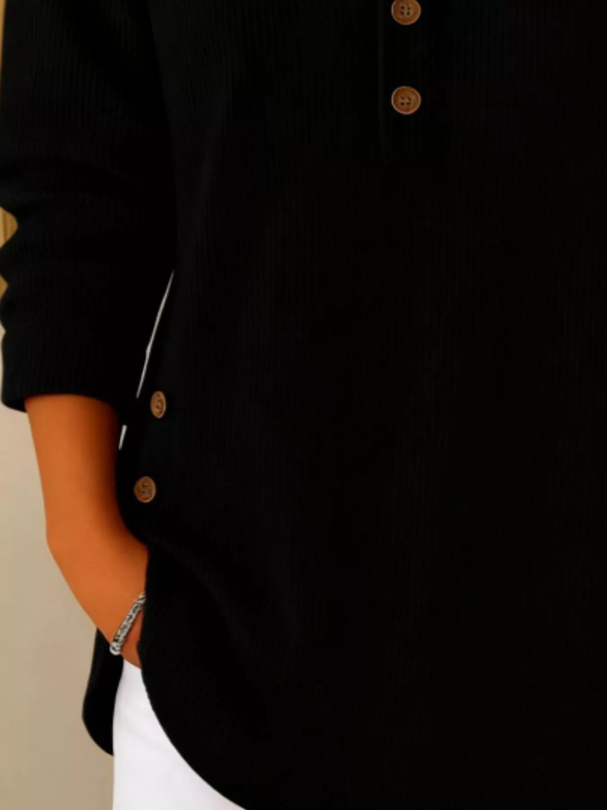 Full Size Button Detail Corduroy Top Plus (12)