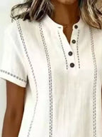Full Size Button Detail Short Sleeve Shift Dress Plus (2)