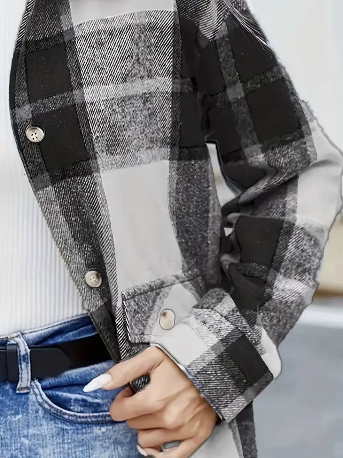 Plaid Button-up Long Sleeve Shacket (11)