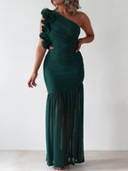One-shoulder Ruffle Trim Maxi Dress (13)