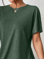 Casual Round Neck T-shirt Shorts Set (18)