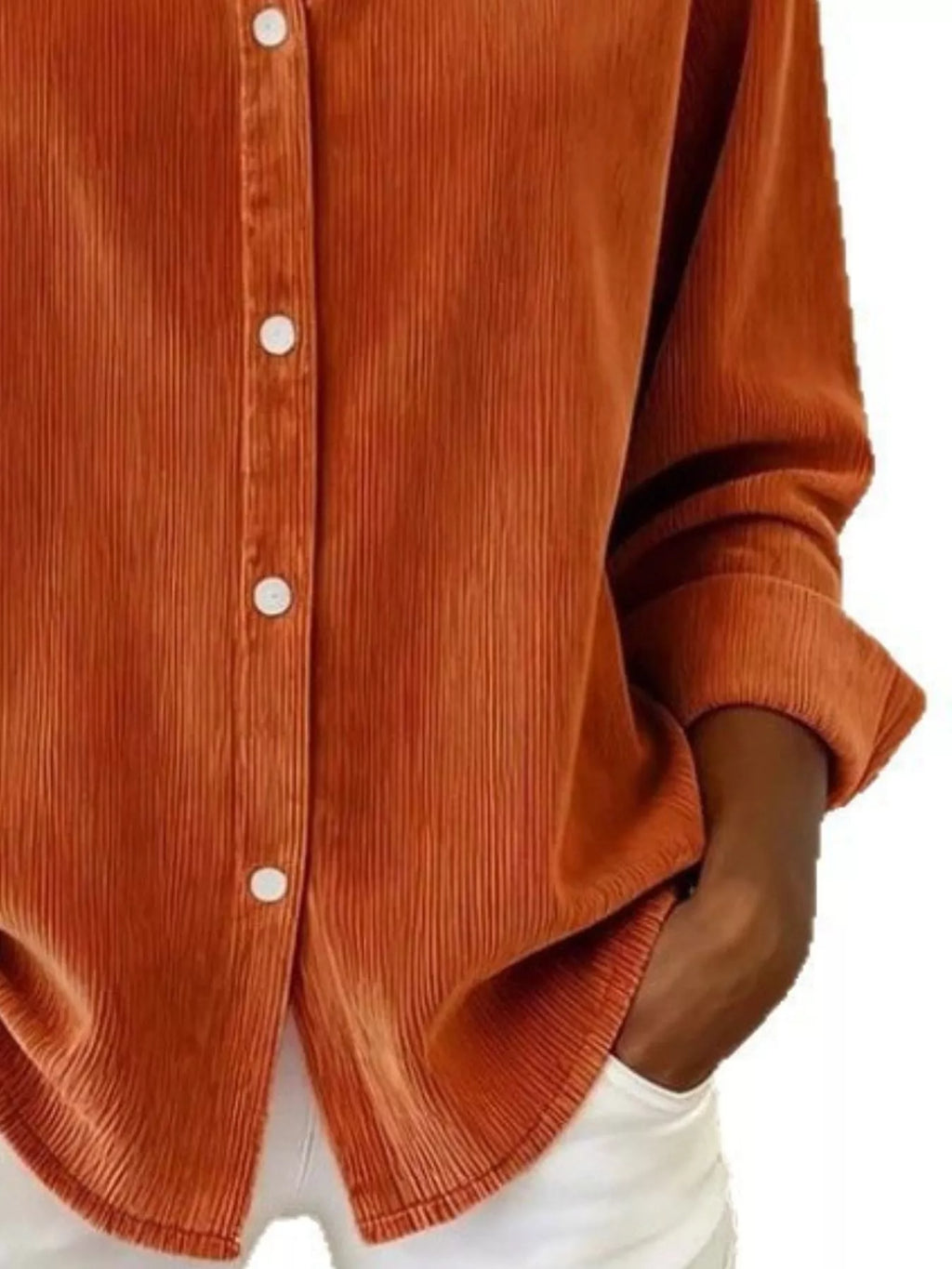 Full Size Corduroy Button-down Shirt Plus (3)