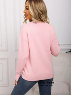 Valentine's Day Heart Print Round Neck Sweater (6)