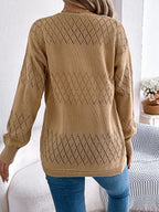 Openwork Open Front Long Sleeve Cardigan (2)