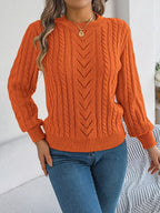 Cable-knit Round Neck Sweater (4)